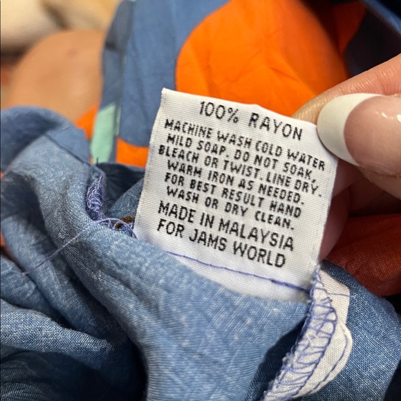 Jams World Surf Line Hawaii Tradewinds Retro Blue 100% Rayon Dress Large - Picture 10 of 10